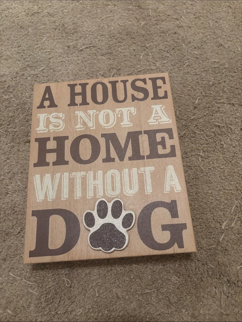 Dog Paw Wall Art Sign - Neutral Brown 